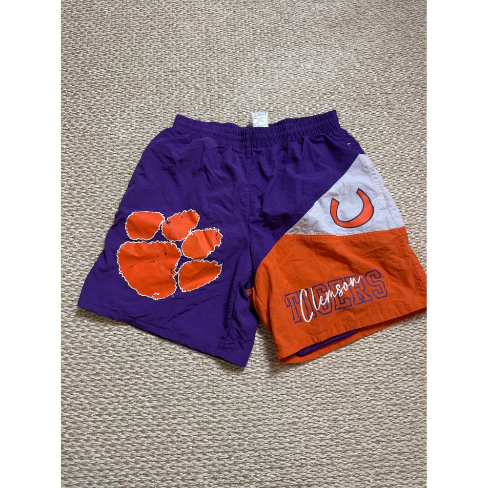Vintage Mitchell & Ness Clemson Tigers Mens Nylon‎ Wind Shorts Purple Orange S